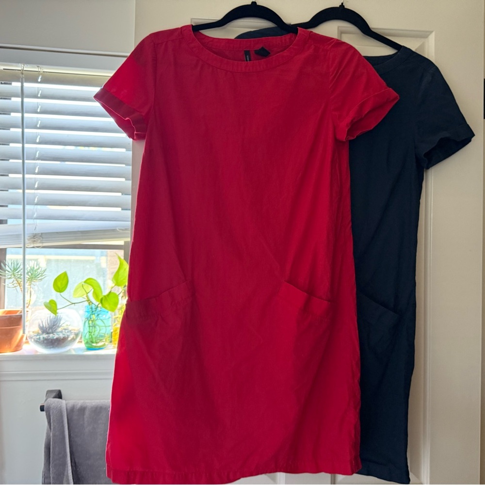 Two pack Mango Red and Navy Blue Women's A Line Tee-shirt Dress - 100% cotton